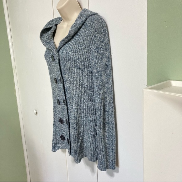 Hooded Hoodie Long Cardigan Sweater Pea Coat Button Down by Dress Barn Large - Picture 4 of 13